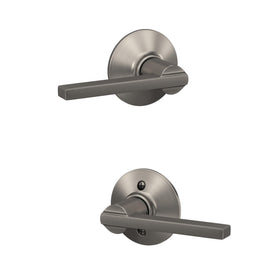 Schlage F10 Latitude door lever in satin nickel for interior doors with modern style