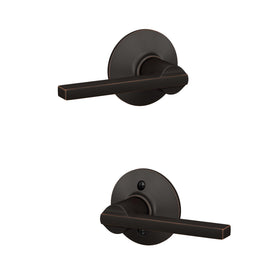 Schlage F10 LAT 716 Latitude lever, angled finish showcases aged bronze for interiors.