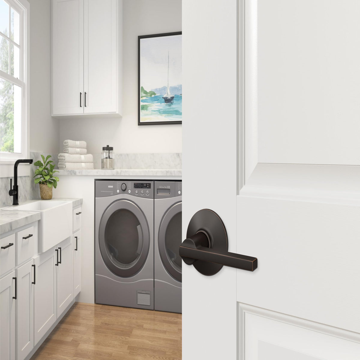 Schlage lever includes lifetime mechanical/finish warranty and electronics warranty.