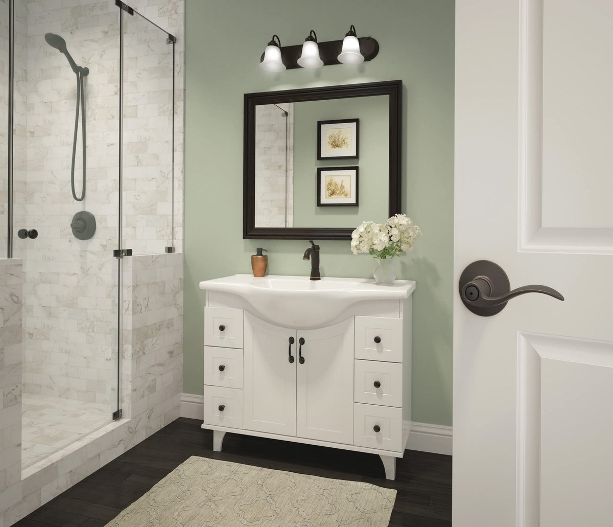 Schlage F10 V ACC 716 hall and closet passage lever installed on interior door.