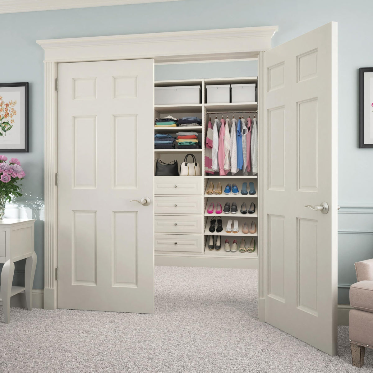 Left-handed orientation shown for hinged interior doors