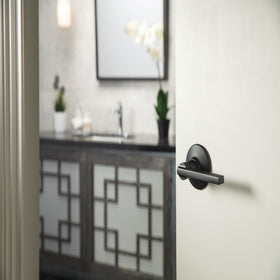 Matte black finish details on Schlage dummy lever