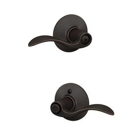 Schlage F40 716 accent lever close-up in aged bronze for a refined look.