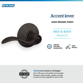 Schlage F40 716 durable aged-bronze finish highlights longevity.