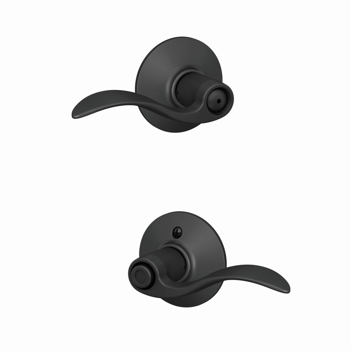 Schlage F40 ACC 622 accent lever in matte black for stylish interior doors.