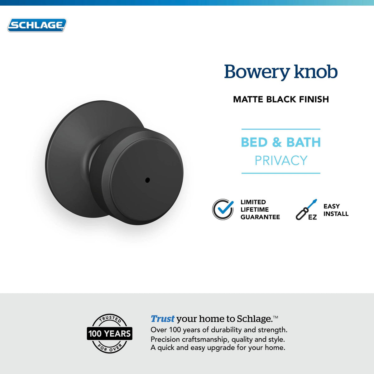 Schlage Bowery knob works on right and left handed doors in use
