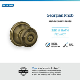 Close-up of privacy button and interior lever on Georgian knob, easy locking