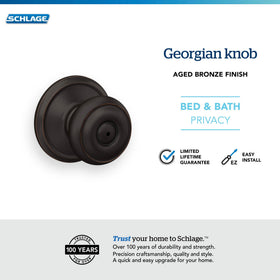Schlage F40 GEO 716 Georgian knob premium metal construction for durability
