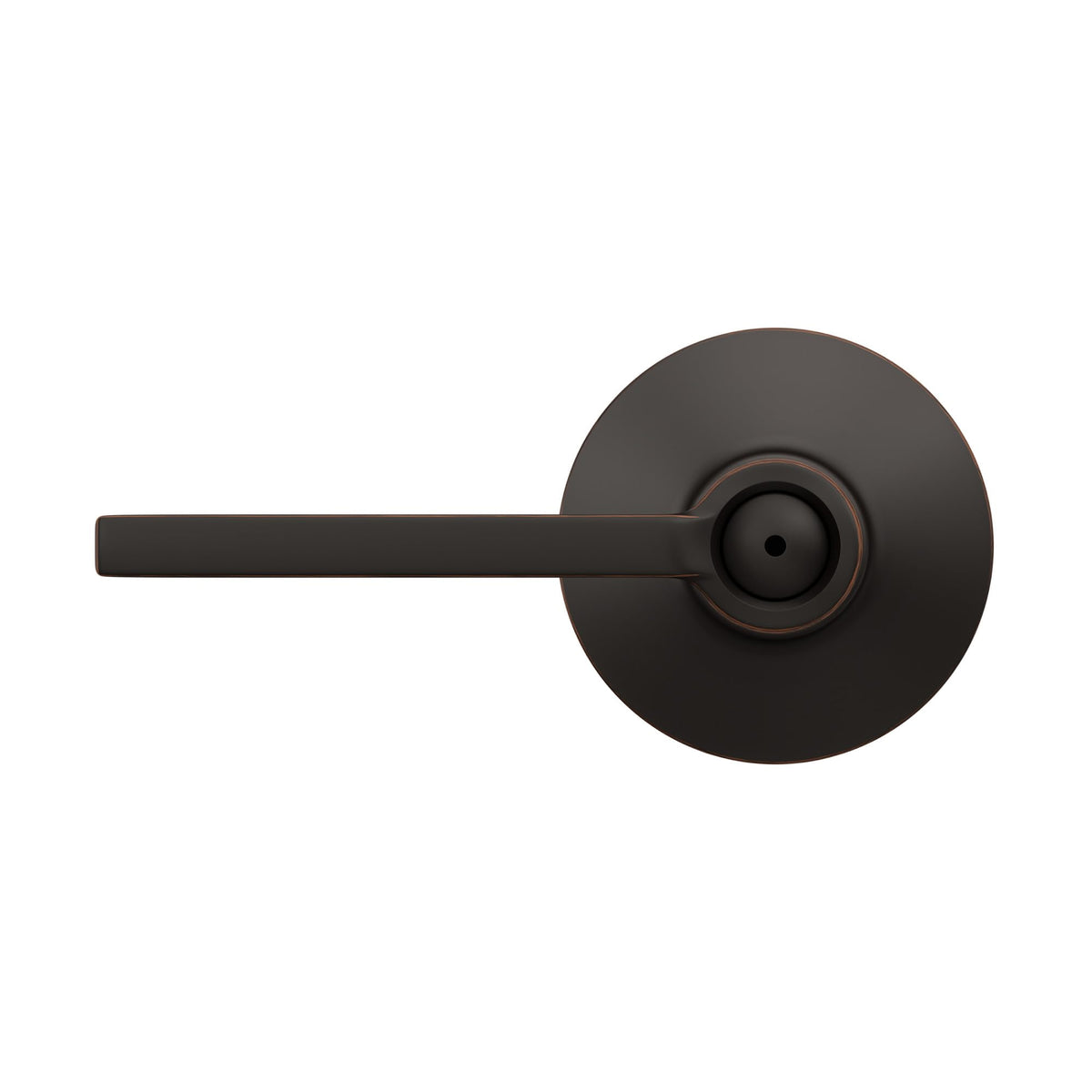 Durable metal construction of Schlage F40 Latitude lever stands up to daily use.
