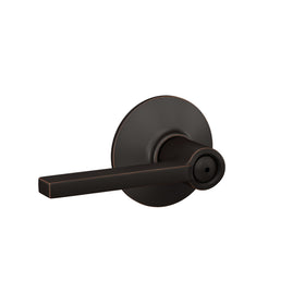 Schlage F40 Latitude lever outside view showing emergency pin unlock option.