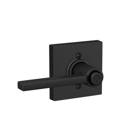 Schlage Latitude lever matte black finish enhances contemporary doors with a minimalist look.