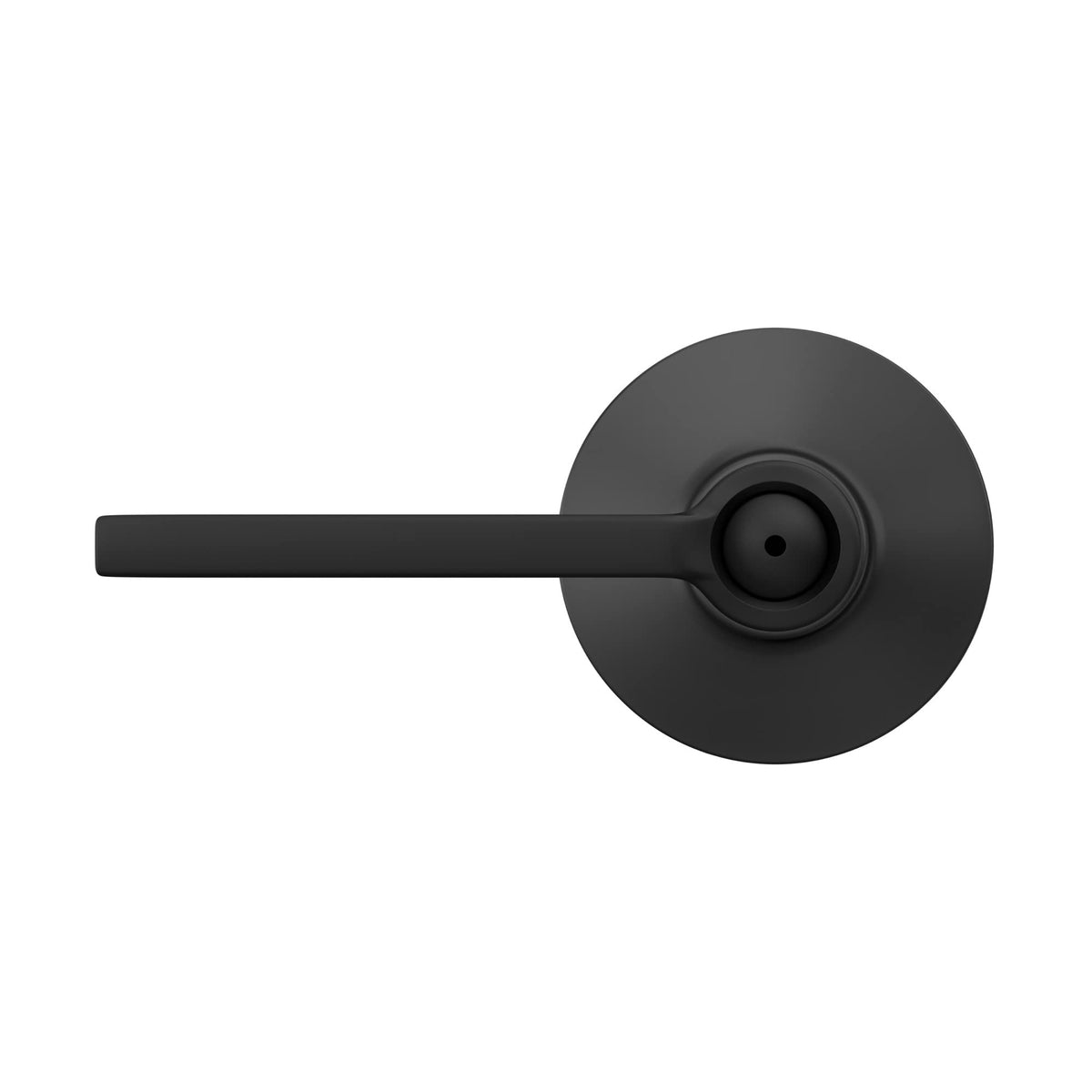 Schlage F40 Latitude matte black finish on door lever for modern interiors.