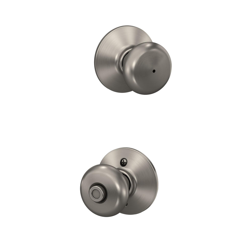 Schlage F40 Ply 619 Plymouth privacy knob satin nickel for bedroom privacy