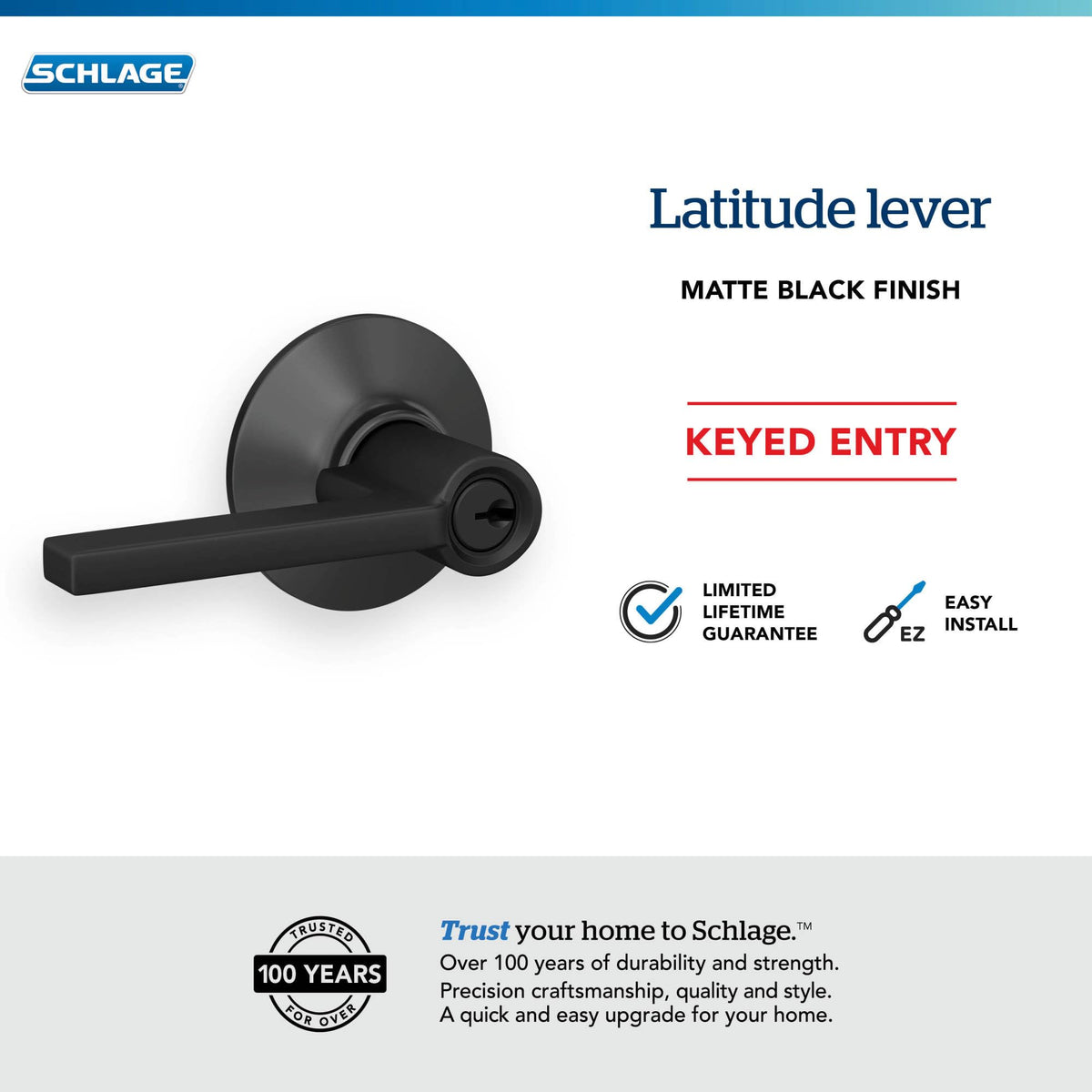 Schlage F51 V LAT 622 Latitude lever in packaging with components
