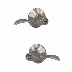 Schlage F51A 619 accent lever in satin nickel, durable and stylish