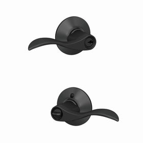 Schlage F51A ACC 622 matte black accent lever for exterior door with secure entry.