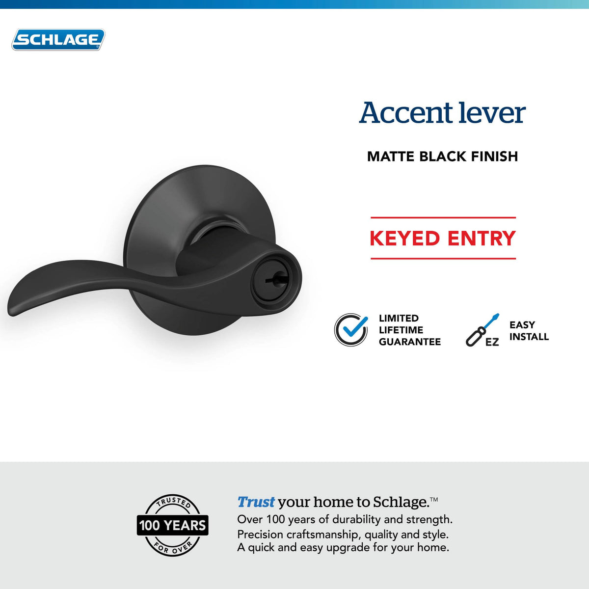 Backset compatibility for 2-3/8 and 2-3/4 inches on Schlage F51A ACC 622.
