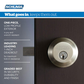 Field-reversible accent lever on Schlage FB50V for door orientation flexibility.