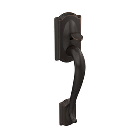 Schlage FE285 CAM 716 aged bronze finish close-up highlights premium durability and timeless style.