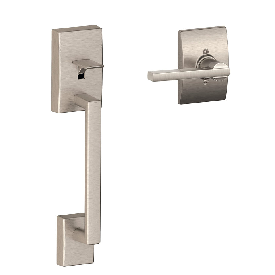 Schlage FE285 Century front entry with Latitude lever in satin nickel for curb appeal