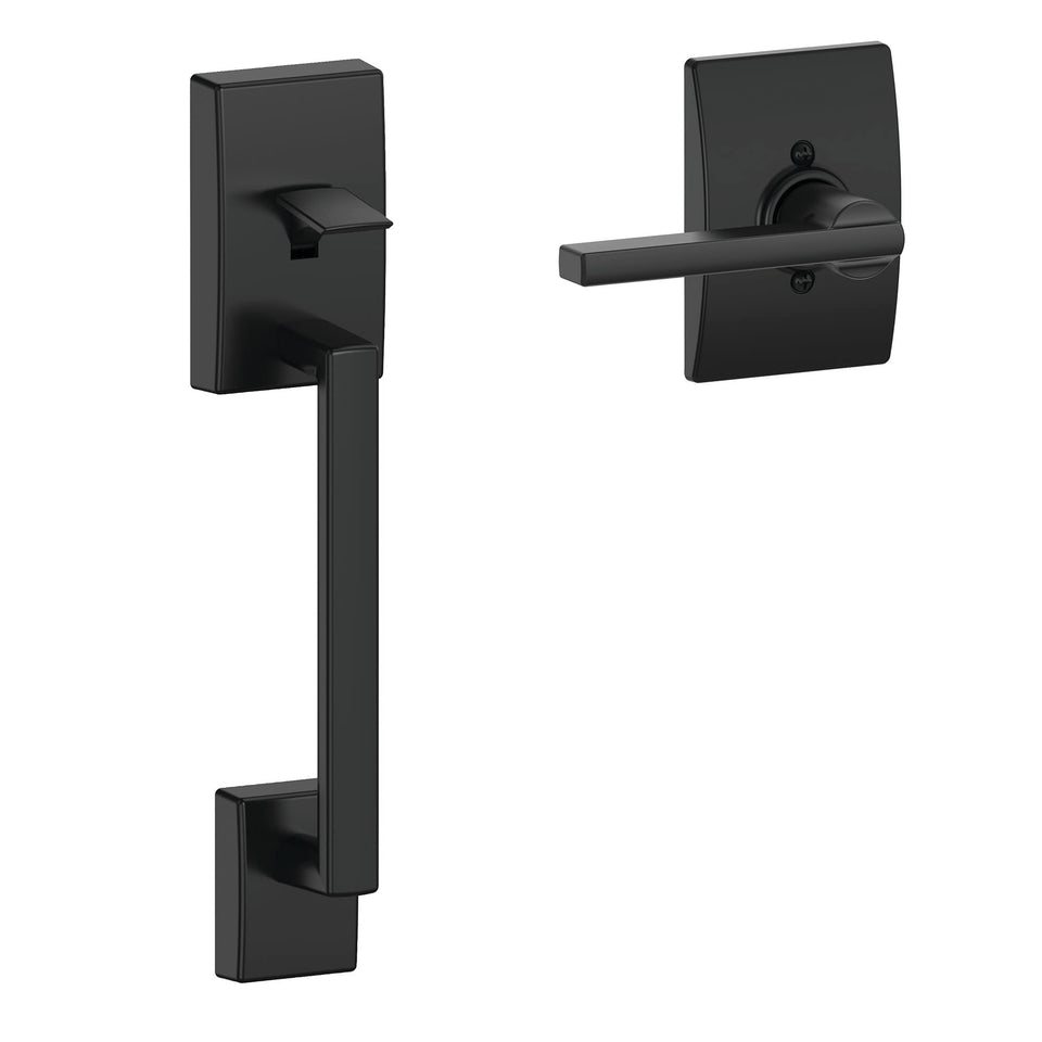 Schlage FE285 Century front entry handleset with Latitude lever enhances curb appeal and security.