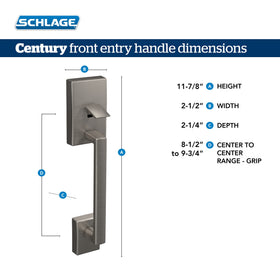 Easy-install front entry handle with self-aligning holes on standard door
