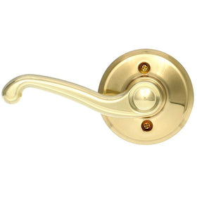 Close-up of bright brass finish on Schlage Flair decorative hardware.