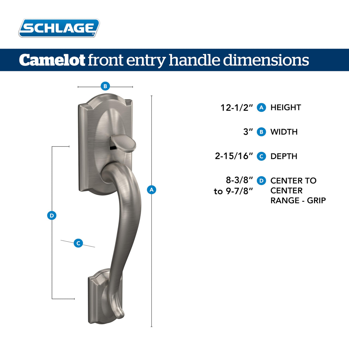 Schlage front entry handle easy-installation with universal fit for most doors.
