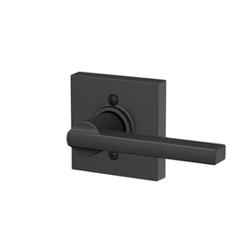 Lever shown on a door frame highlighting the durable matte black finish.