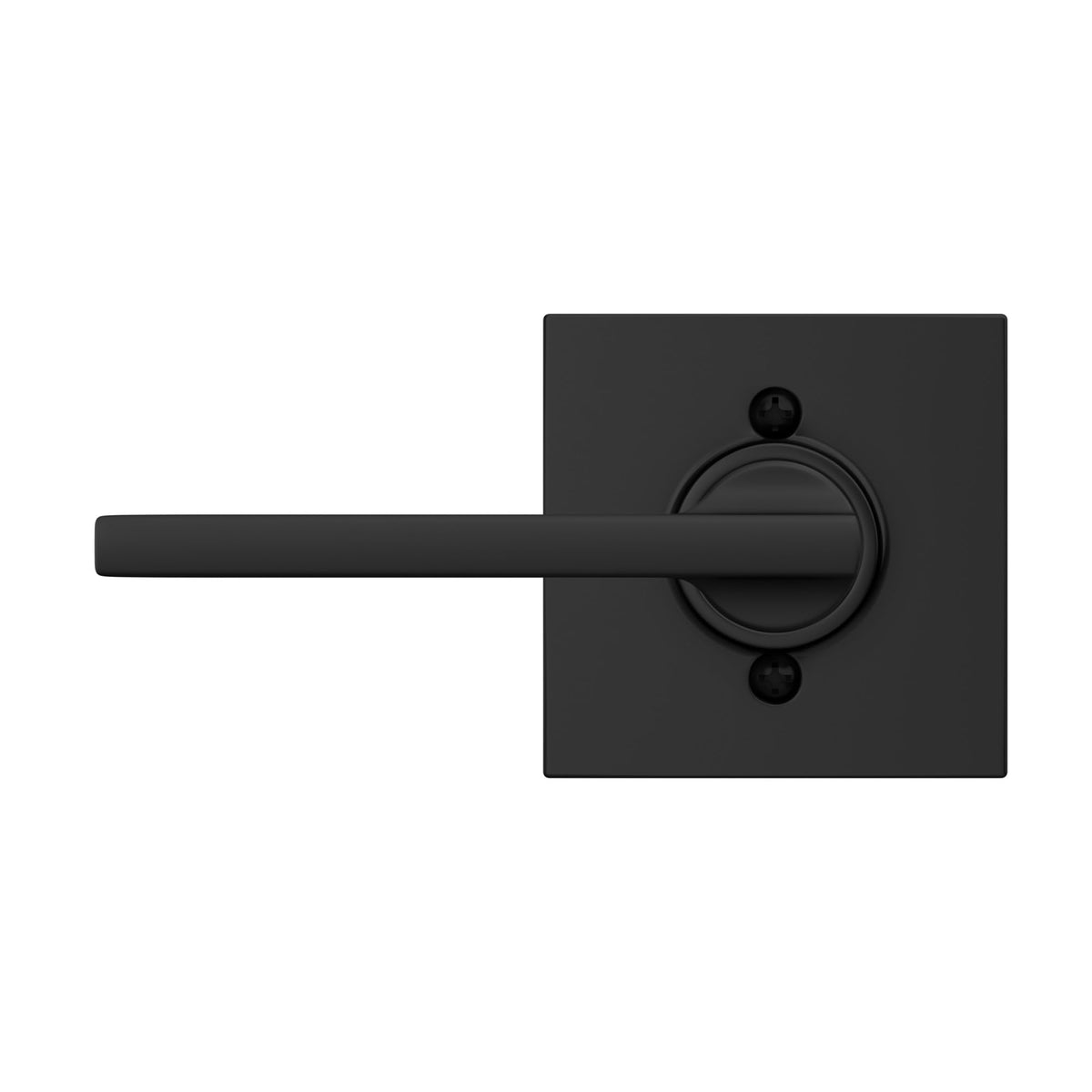 Schlage Latitude lever surface-mount installation option in matte black