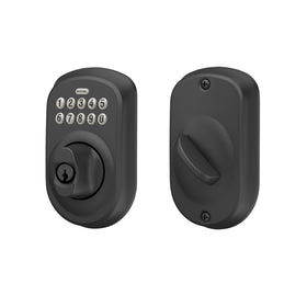 Installation-ready Schlage Plymouth BE365 PLY 622 hardware shown