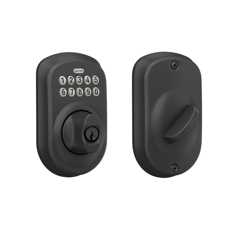 Schlage Plymouth BE365 PLY 622 keypad deadbolt on front door for keyless entry
