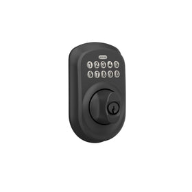 Close-up of LED backlit keypad on Schlage Plymouth BE365 PLY 622