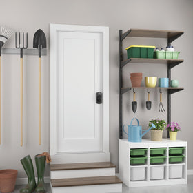 Schlage Plymouth lock close-up emphasizing wear-resistant buttons and tactile feel.