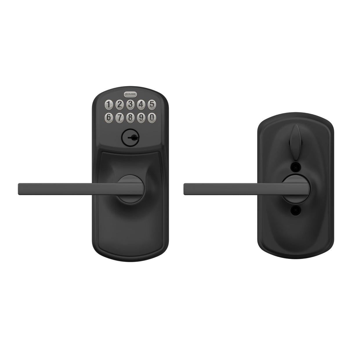Schlage Plymouth installation diagram highlights simple, screwdriver-based setup.