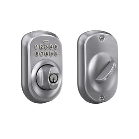 Schlage Plymouth keypad deadbolt front view shows keyless entry.