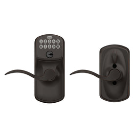 Schlage Plymouth lever on door illustrating simple DIY installation