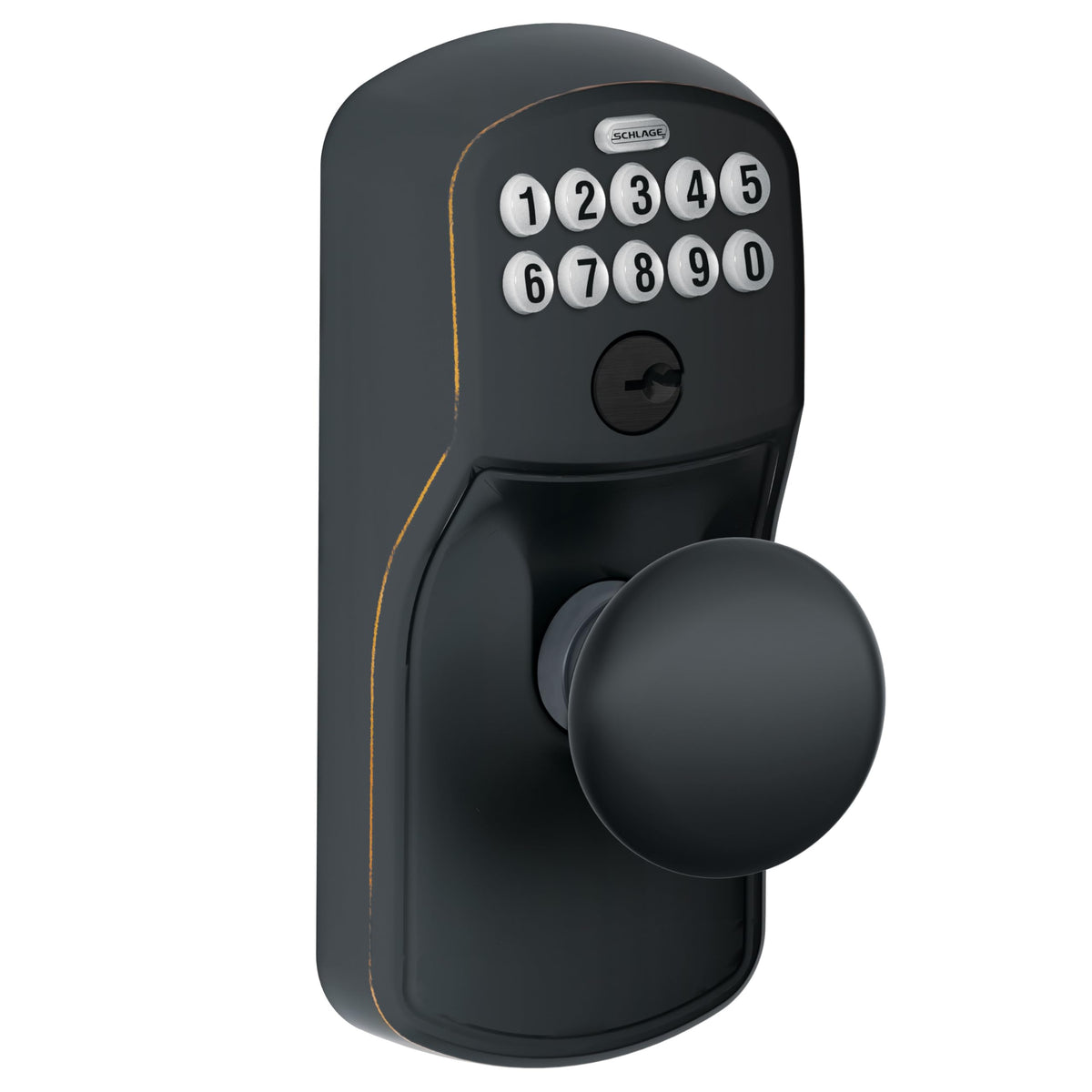 Schlage Plymouth keypad with illuminated numbers for easy night entry