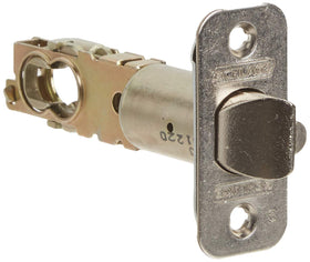 Plymouth lock installed on exterior door with satin chrome lever handle