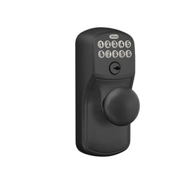 Schlage Plymouth lever handle close-up highlighting durable metal construction.