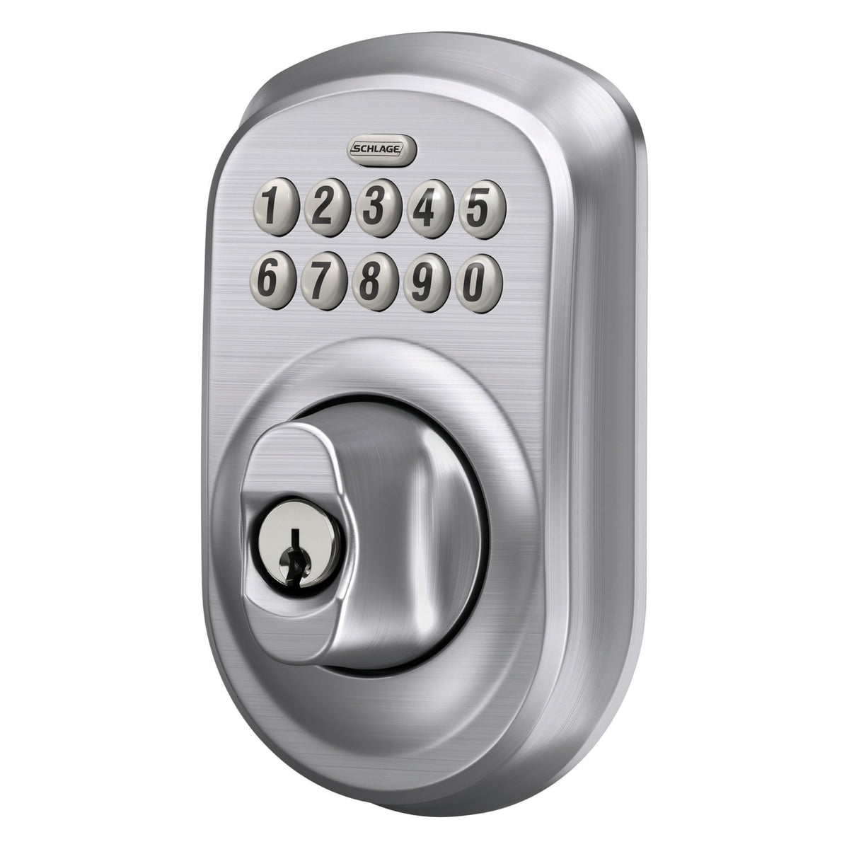 Schlage Plymouth six-digit programming supports multiple codes.