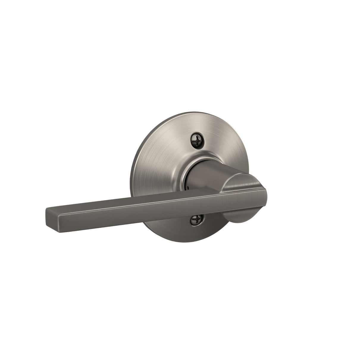 Schlage satin nickel finish on Latitude lever enhances contemporary interiors