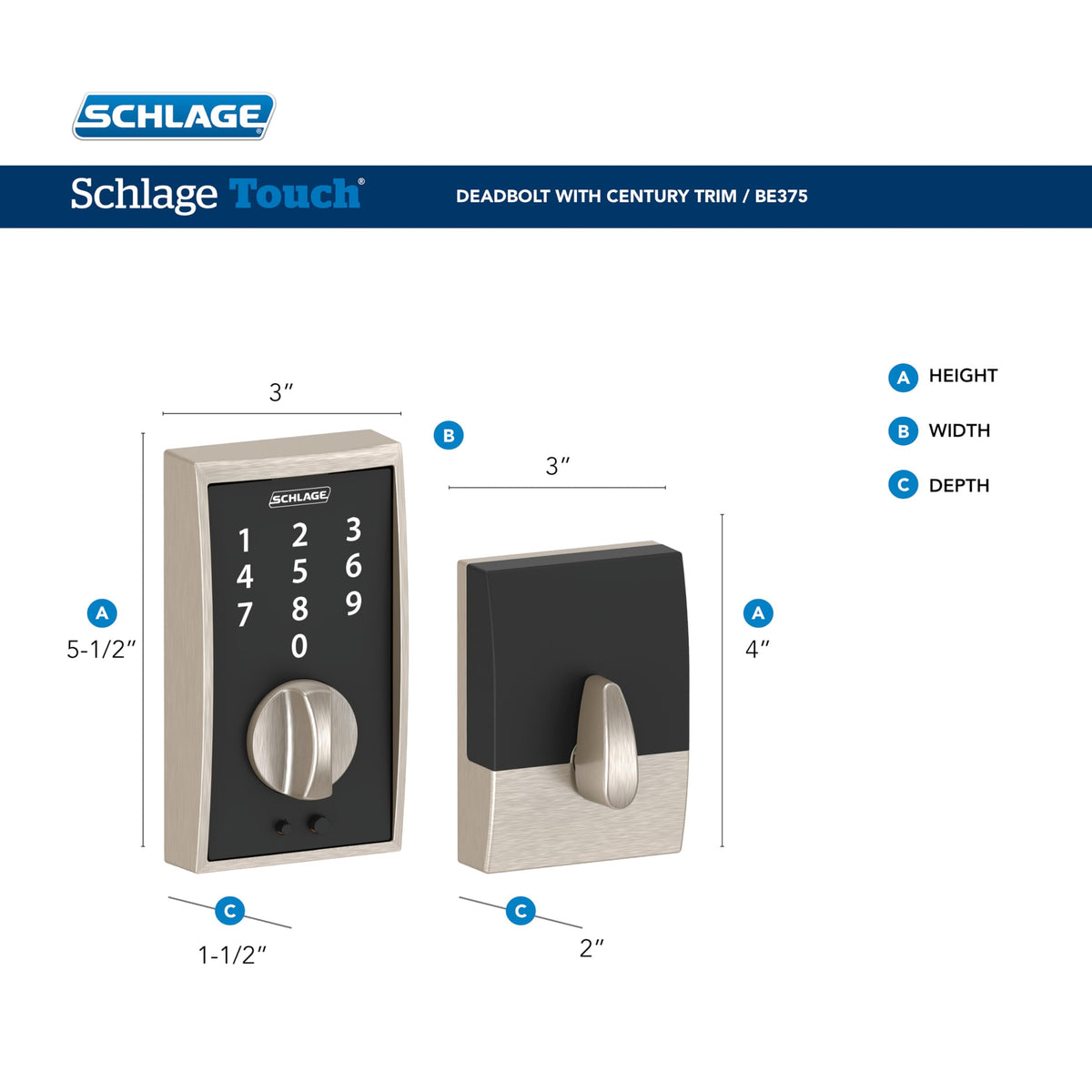 Schlage Touch Century interior close-up highlights easy DIY installation with a screwdriver