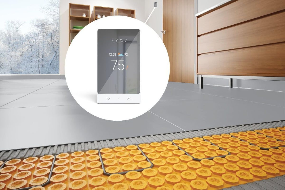 Ditra-Heat E-RS1 floor installation showing cable integration.