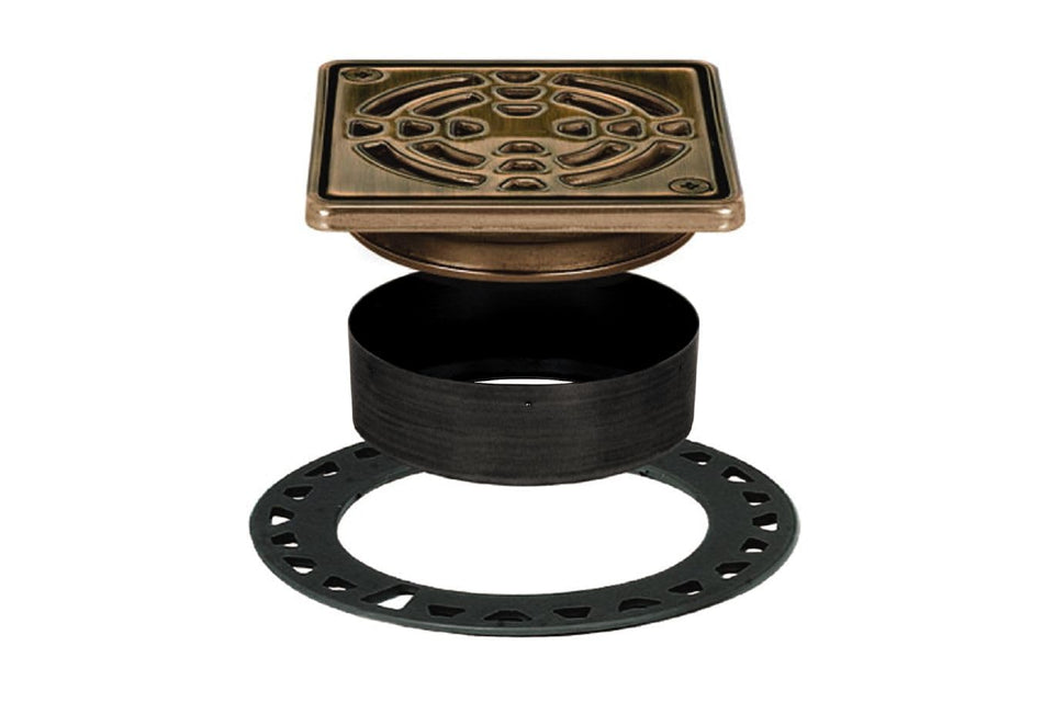 Schluter Kerdi-Drain square 4-inch grate in oil-rubbed bronze for reliable shower drainage