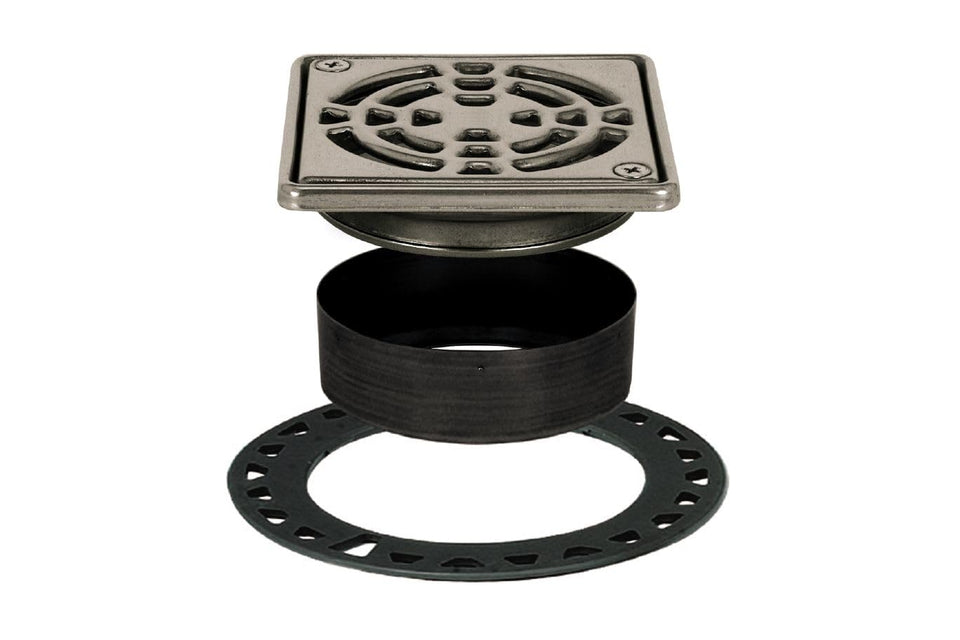 Schluter Kerdi-Drain Classic square grate for 4-inch drain, durable stainless steel with easy cleaning.