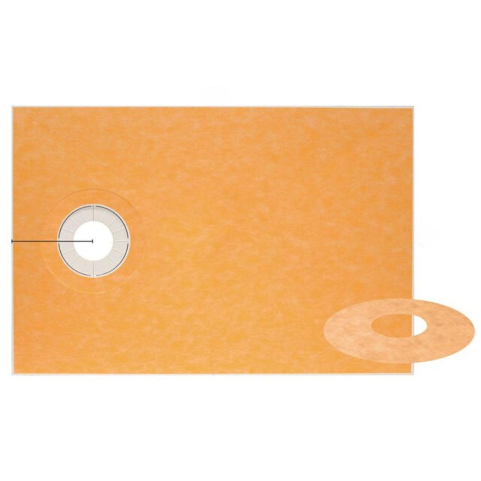 Schluter Kerdi tray: off-center drain enables flexible layouts and tile-ready preparation.