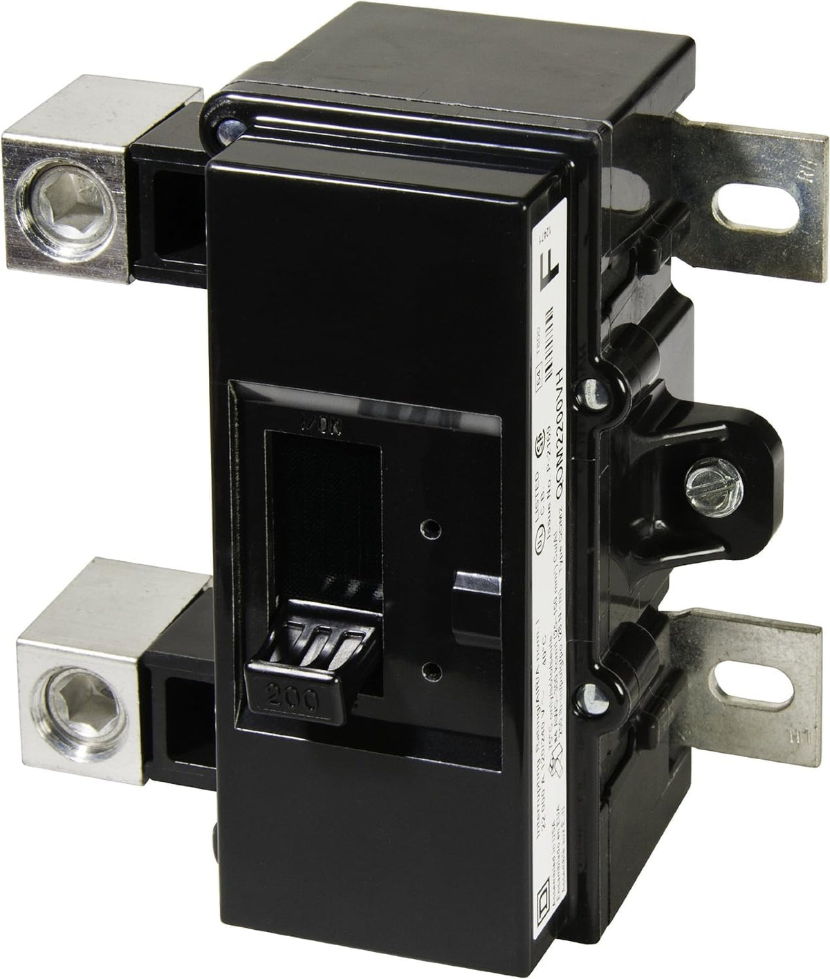 Schneider Electric QOM2200VH labels and compatibility for 200–225A panels.