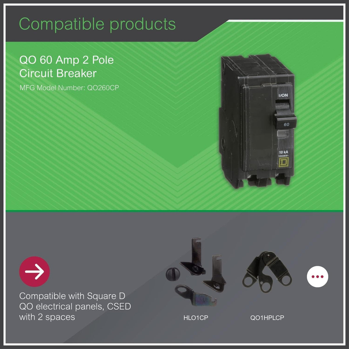 Schneider Electric Qwik Open 60A 2-pole breaker in load center supports reliable protection.