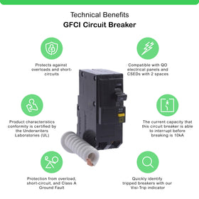 Schneider Electric QO250GFICP side installation view demonstrating plug-on design